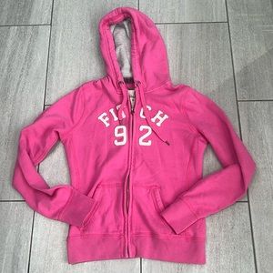 Abercrombie &Fitch pink girls hoodie Size M front pockets full front zipper